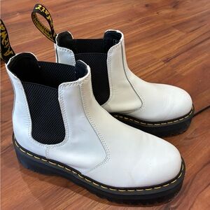 Dr. Martens Platform White Ankle Boots